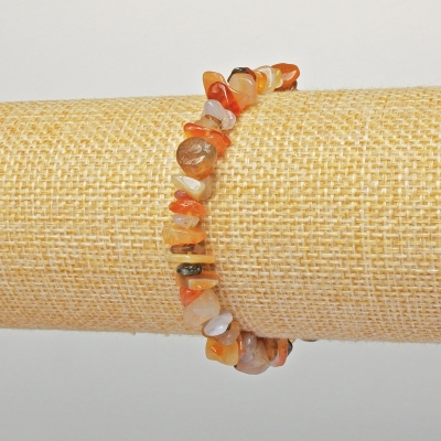 Браслет Агат помаранчевий натуральний камінь крихта, діаметр 7х4мм + -, довжина 18см + - (стрейч)