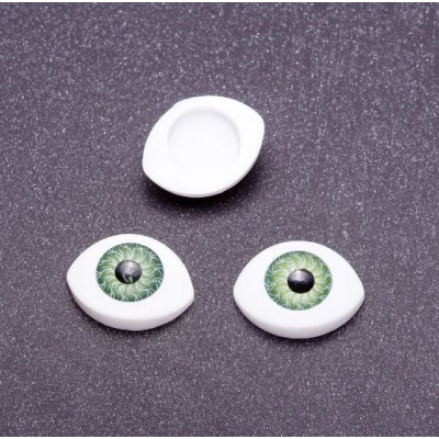 Фурнітура "Живі очі" пара колір зелена зіниця, діаметр 10мм 19х14мм фас.20пар.