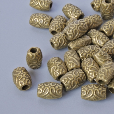 Фурнітура намистина вставка, діаметр 7, 5х5мм, діаметр отвору 2, 1мм, фас. 35шт+- бронзовий колір металу