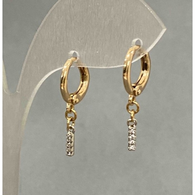 Сережки Xuping з білими стразами, діаметр 7х2мм+-, довжина 23мм+-, позолота 18К