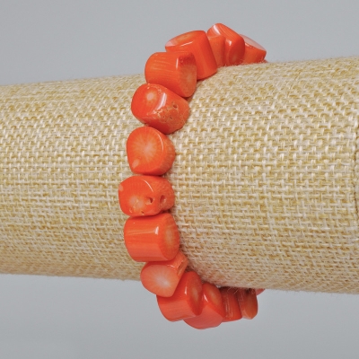 Браслет Корал помаранчевий натуральний галтівка (асорті, середній розмір), діаметр 10мм, довжина 18см+- (стрейч)