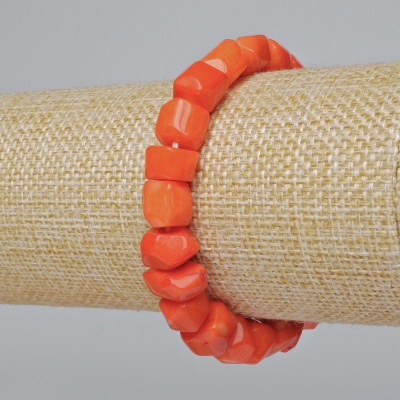 Браслет Корал помаранчевий натуральний галтівка (асорті, середній розмір), діаметр 12х9мм, довжина 18см+- (стрейч)