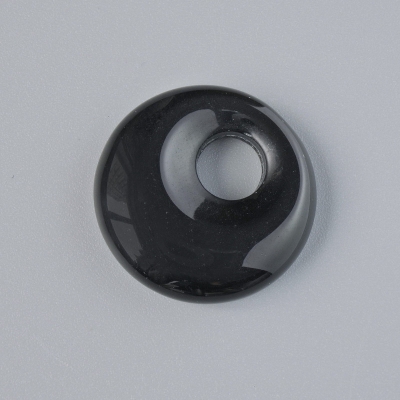 Підвіска пончик (бублик) Агат чорний натуральний камінь, діаметр 18х5мм+-, діаметр отвору 5мм+-