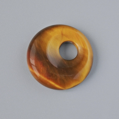 Підвіска пончик (бублик) Тигрове Око натуральний камінь, діаметр 18х5мм+-, діаметр отвору 5мм+-