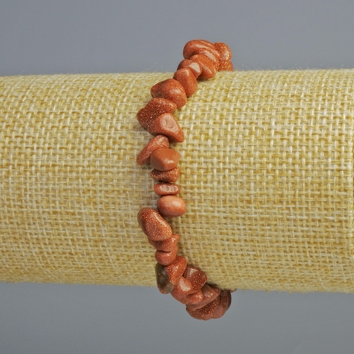Браслет Авантюрин Золотий Пісок (синтетичний) крихта, діаметр 8х5мм+-, довжина 18см+- (стрейч)