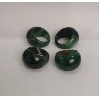 Каблучка перстень із натурального каменю Агат темно-зелений, розміри 20мм