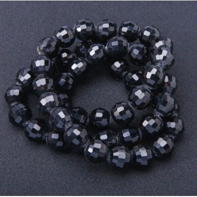 Намистини Чеський Кришталь на волосіні колір "чорний агат", довжина 68-70см+-, діаметр 10мм+-