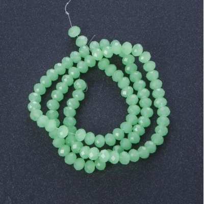 Намистини Чеський Кришталь колір матовий зелений нефритовий, діаметр 6х4,5мм+-, довжина 40см+- на волосіні