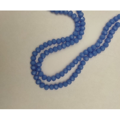 Намистини Чеський Кришталь синій матовий гранований рондель, діаметр 6х4,5мм + -, довжина 40см + - на волосіні