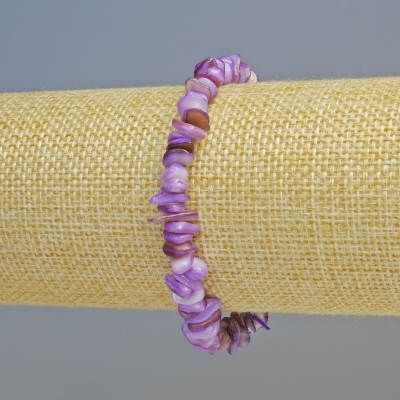 Браслет Перламутр тонований фіолетовий крихта, діаметр 7х2,5мм+- (стрейч), довжина 18см+-