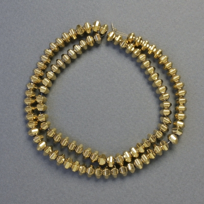 Намистини вставки Гематит грановані ронделі колір золото, діаметр 6х4мм+-, довжина 42см+- низка
