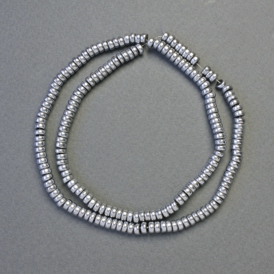 Намистини вставки Гематит ронделі колір срібло, діаметр 4х2мм+-, довжина 42см+- низка