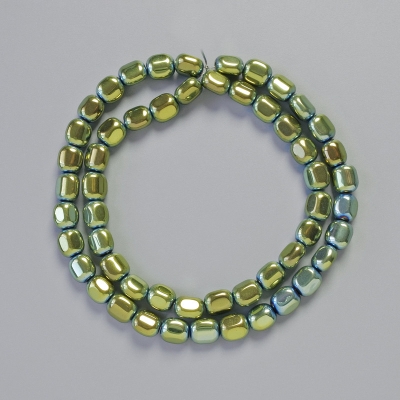 Намистини Гематит овал колір зелений хамелеон, діаметр 7х7мм+-, довжина 40см+- низка