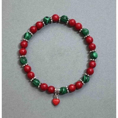 Браслет Корал Малахіт (сінт) з підвіскою Вишеньки, діаметр 6-7мм+-, довжина 18см+- стрейч Браслет Корал Малахіт (сінт) з підвіскою Вишеньки, діаметр 6-7мм+-, довжина 18см+- стрейч