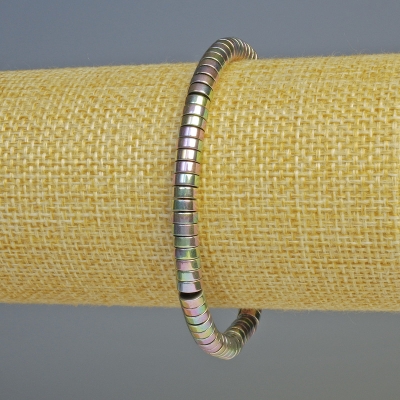 Браслет Гематит рондель колір мультиколір, діаметр 5х2мм+-, довжина 18см+- стрейч