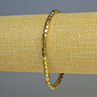 Браслет Гематит шестигранники зігзаг колір золото, діаметр 3,5х3,5мм+-, довжина 18см+- стрейч