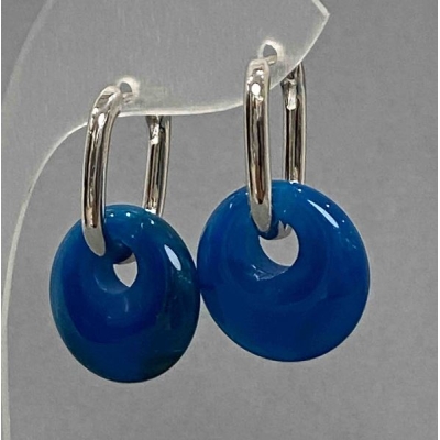 Сережки Агат бублик швенза кільце, діаметр 18мм+-, довжина 31мм+