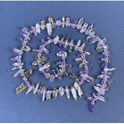 Намистини Аметист крихта 9-12х-3-4мм+-з бісером на нитці, довжина 40см+