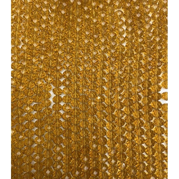 Намистини Чеський Кришталь на волосіні бурштинове прозоре гранований рондель, діаметр 8х6мм + -, довжина 40-41см +