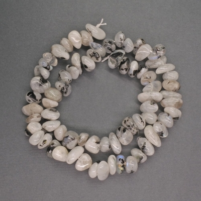 Намистини натуральне каміння Адуляр галтівка, діаметр 9х10х6мм+-, довжина 42см+