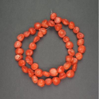 Намистини натуральний Корал оранж. галтівка асорті, діаметр 8-10мм+-, довжина 40см+