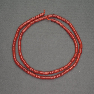 Намистини натуральний червоний Корал циліндр трубочка, діаметр 3, 5х5, 5мм+-, довжина см40+