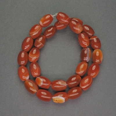 Намистини натуральне Сардонікс барило, діаметр 10х13мм+-, довжина 38см+