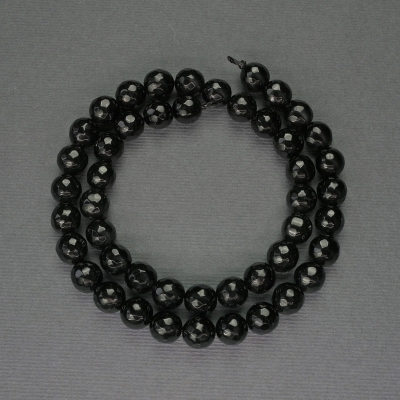 Намистини Агат гранована кулька, діаметр 8мм+- на нитці, довжина 37см+