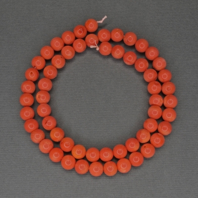 Намистини Помаранчевий Корал гладка кулька, діаметр 7мм+-, довжина 40см+- на нитці Намистини Помаранчевий Корал гладка кулька, діаметр 7мм+-, довжина 40см+- на нитці