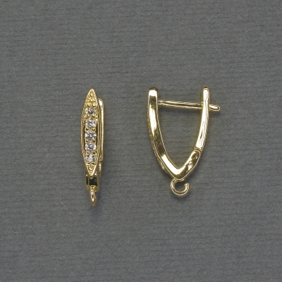 Швензи для сережок білі стрази золотистий метал 19х3, 5мм+ - пара