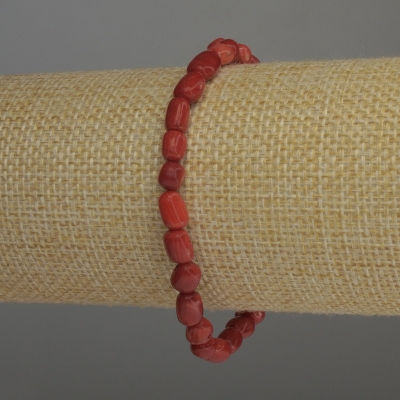 Браслет Корал галтовка, діаметр 6-7х5мм+-, довжина 18см стрейч