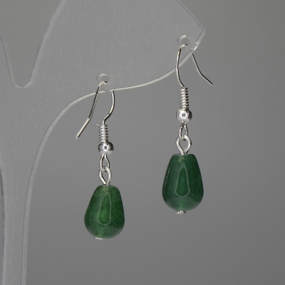 Сережки Хризопраз краля 12х8мм+-, довжина 30мм+