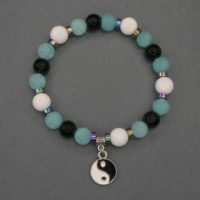 Браслет Асорті гладка кулька, діаметр 8мм+- рондель 5х2мм+-, довжина 18мм+- стрейч