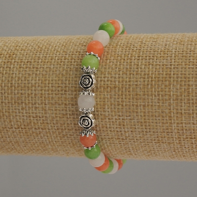 Браслет Асорті гладка кулька, діаметр 6мм+- з металевими вставками, довжина 18см стрейч