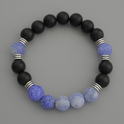 Браслет Асорті гладка кулька, діаметр 10мм+- з металевими вставками, довжина 18см стрейч Браслет Асорті гладка кулька, діаметр 10мм+- з металевими вставками, довжина 18см стрейч