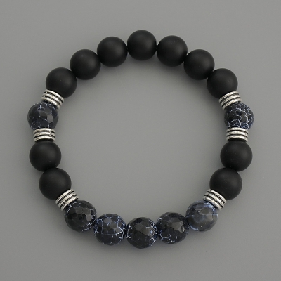 Браслет Асорті гладка та гранована кулька, діаметр 10мм+-, довжина 18см стрейч Браслет Асорті гладка та гранована кулька, діаметр 10мм+-, довжина 18см стрейч