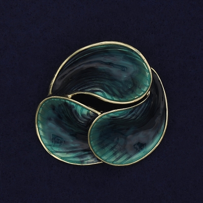 Брошка Акцент зелена емаль золотистий метал 44мм+