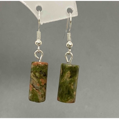 Сережки Унакіт (Геліотроп) циліндр, діаметр 8х17мм, довжина 38мм+