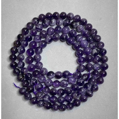 Намистини Аметист натуральний камінь гладка кулька, діаметр 10мм+-, довжина 39см+- на нитці