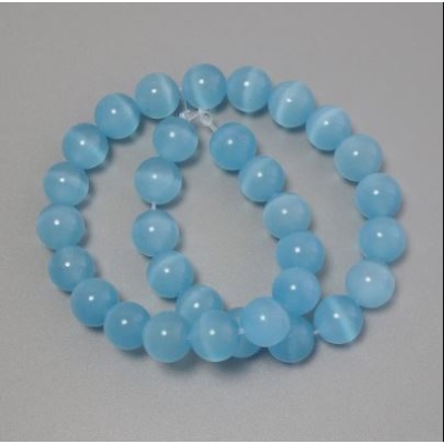 Намистини Котяче око блакитне синтетичне каміння гладка кулька, діаметр 11, 5мм+-на волосіні, довжина 37см+ Намистини Котяче око блакитне синтетичне каміння гладка кулька, діаметр 11, 5мм+-на волосіні, довжина 37см+