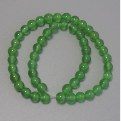 Намистини Котяче око зелене синтетичне каміння гладка кулька, діаметр 8мм+-на волосіні, довжина 36см+