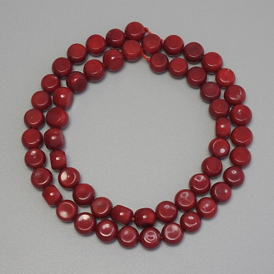 Намистини червоний Корал монетка, діаметр 7мм+-, товщина 5мм+-на нитці, довжина 40см+ Намистини червоний Корал монетка, діаметр 7мм+-, товщина 5мм+-на нитці, довжина 40см+