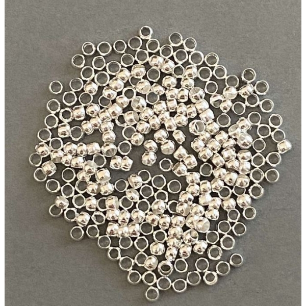 Фіксатори кримпи "захипи", діаметр 3мм, колір металу "срібло" упаковка 300 грам