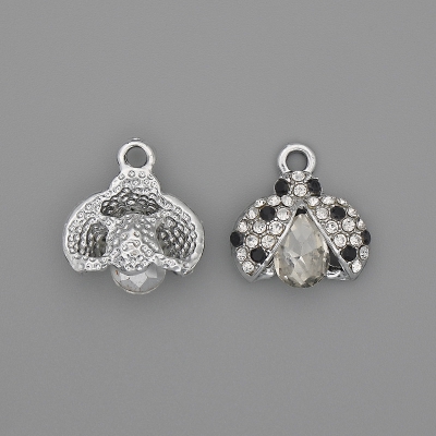 Кулон підвіска Сонечко зі стразами сріблястий метал, діаметр 15, 5х15х, 5мм+- уп. 2шт