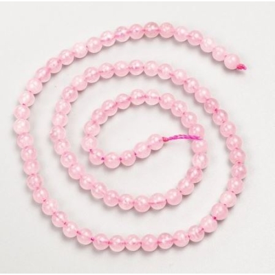 Намистини Рожевий кварц натуральний камінь гладка кулька, діаметр 4. 5мм+-, довжина 38см+- на нитці