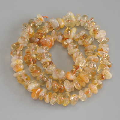 Намистини Цитрин галтівка, діаметр 8-10х4-5мм+- на нитці, довжина 41см+ Намистини Цитрин галтівка, діаметр 8-10х4-5мм+- на нитці, довжина 41см+