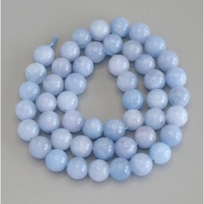 Намистини Аквамарин гладка кулька, діаметр 10, 5мм+-, довжина 38см+- на нитці