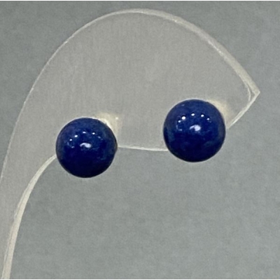 Сережки-пусети Кулька лазурит (прес), метал під срібло, 8мм