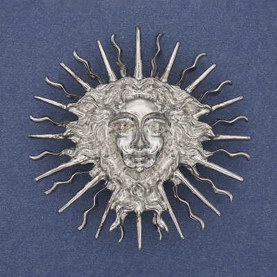 Брошка кулон Ярило сріблястий метал 59мм+