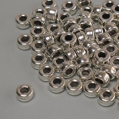 Фурнітура намистина вставка колір металу срібло, діаметр 5х3мм+- отвір, діаметр 2, 5мм+-фасування 20гр. (~ 74шт. )